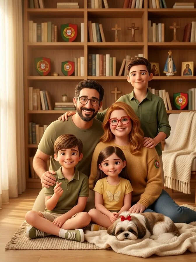 A família Braga unida em casa